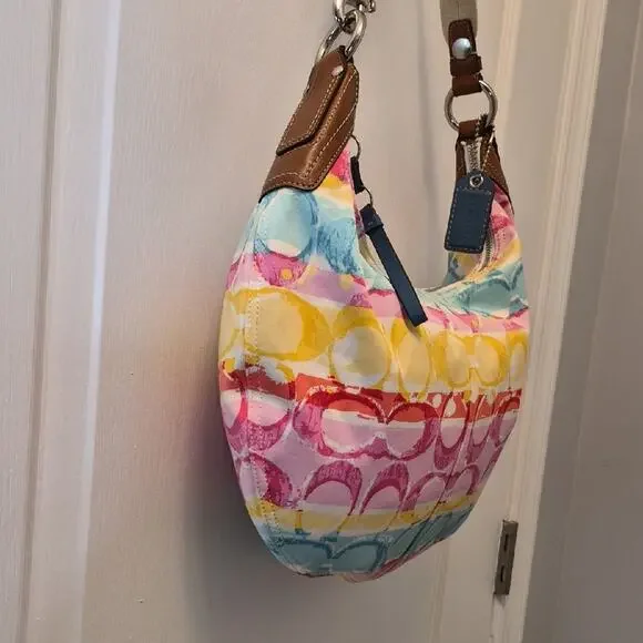 Coach Hamptons Watercolor Scribble Hobo Bag C0985-11754 EUC Purse Y2K 2009 - Picture 12 of 16